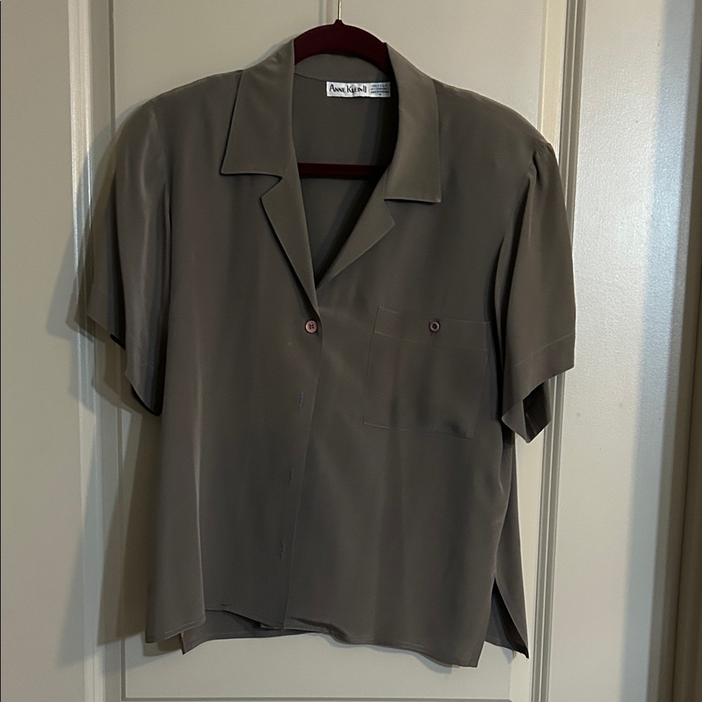 Anne Klein Gray Button Down Shirt